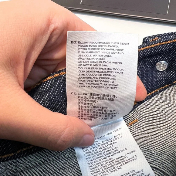 Ellery Dark Wash Denim Contrast Stitch High Waist Boho Designer Flare Jeans 27 - Picture 10 of 12